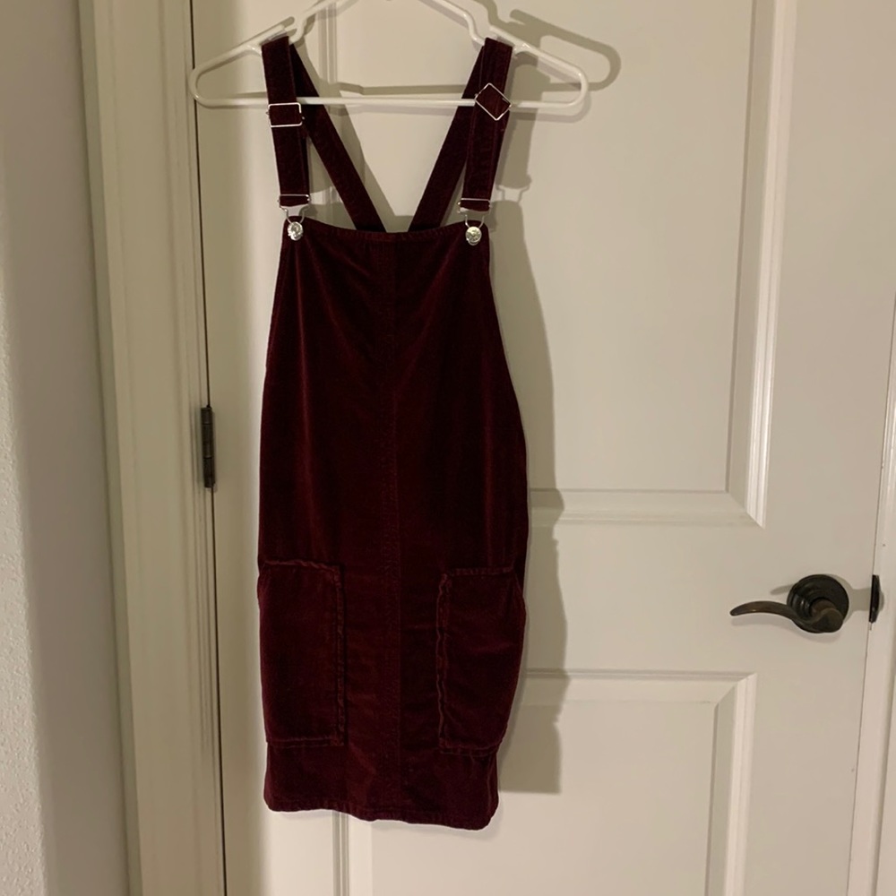 Red velvet overall dress